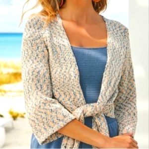NWT Soft Surroundings Beausoleil Cotton Blend Front Tie Sweater, size XS
